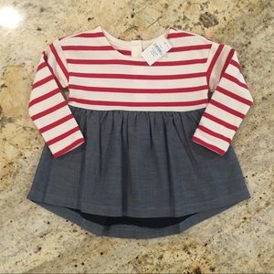 Baby Gap striped mixed media top